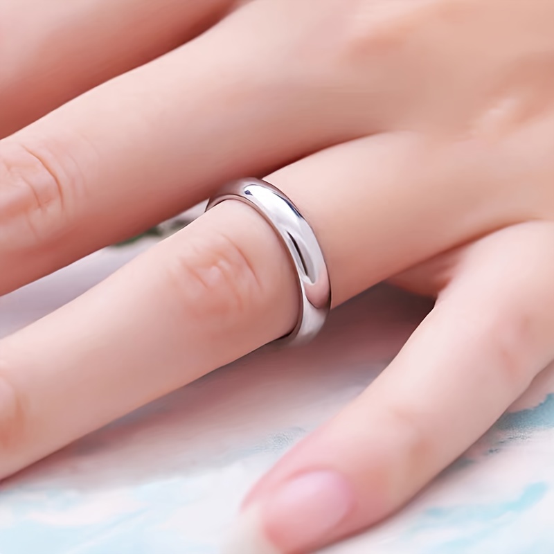YHAMNI Stainless Steel Silvery Ring 4mm Wide Wedding Band